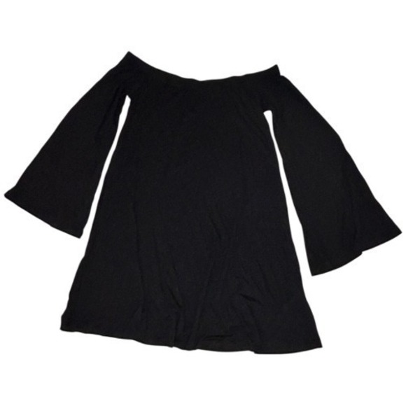 Lani California Dresses & Skirts - Lani California Black Off Shoulder Mini Dress Small Bell Flare Sleeve Boho